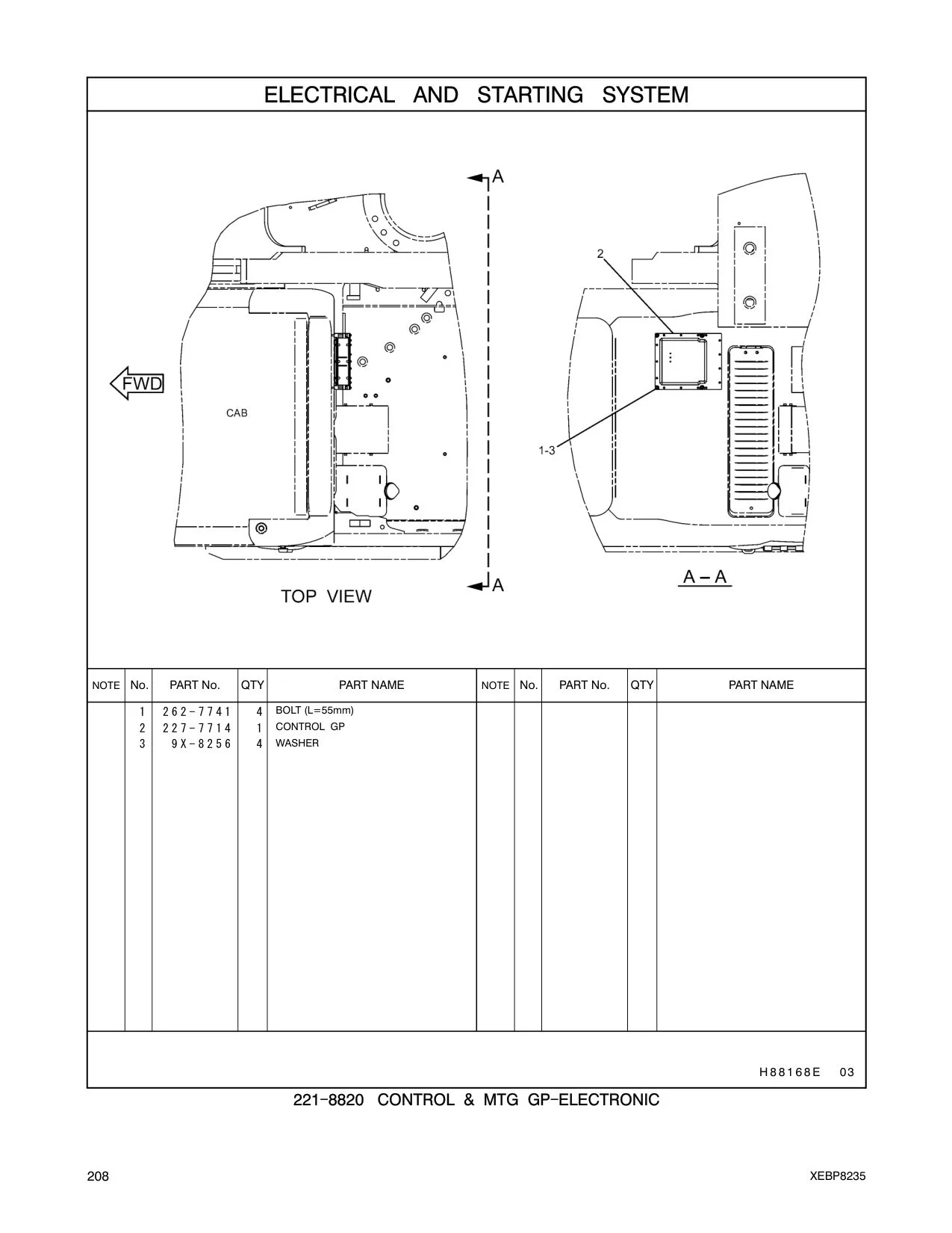 262-7741 BOLT (L=55mm) CAT parts manual diagram