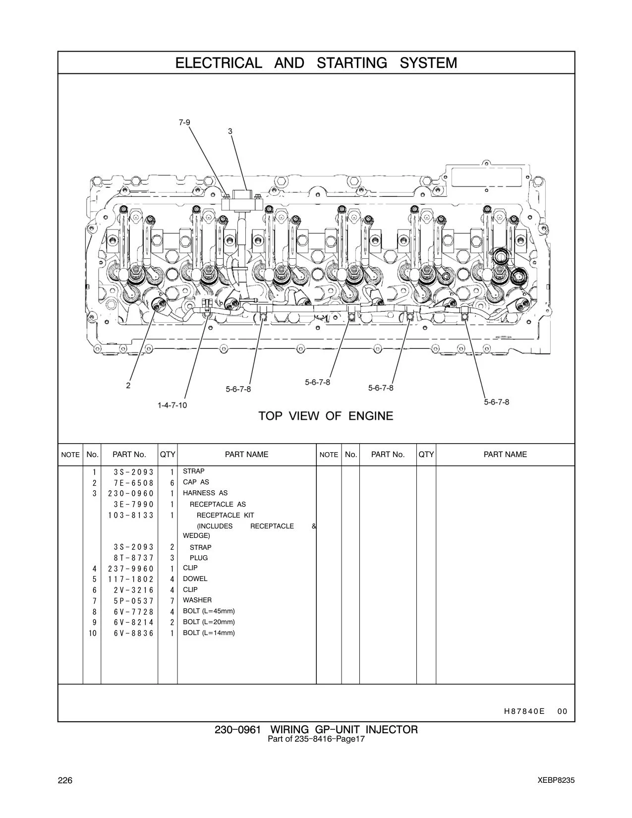 230-0960 HARNESS AS CAT parts manual diagram