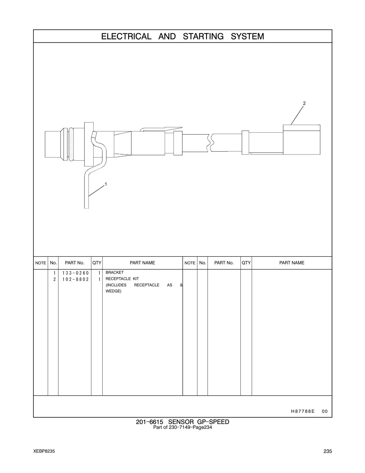 133-0260 BRACKET CAT parts manual diagram