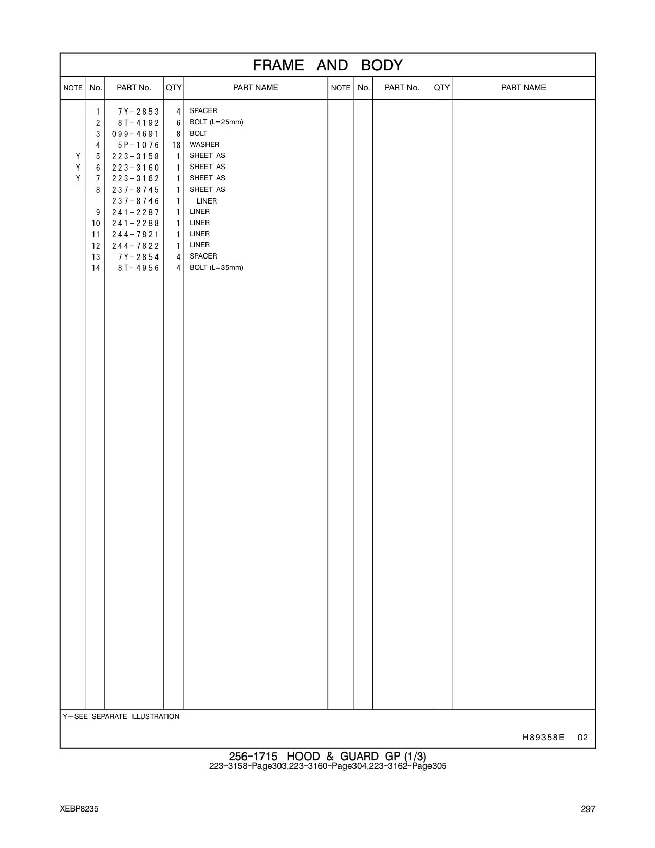 223-3160 SHEET AS CAT parts manual diagram