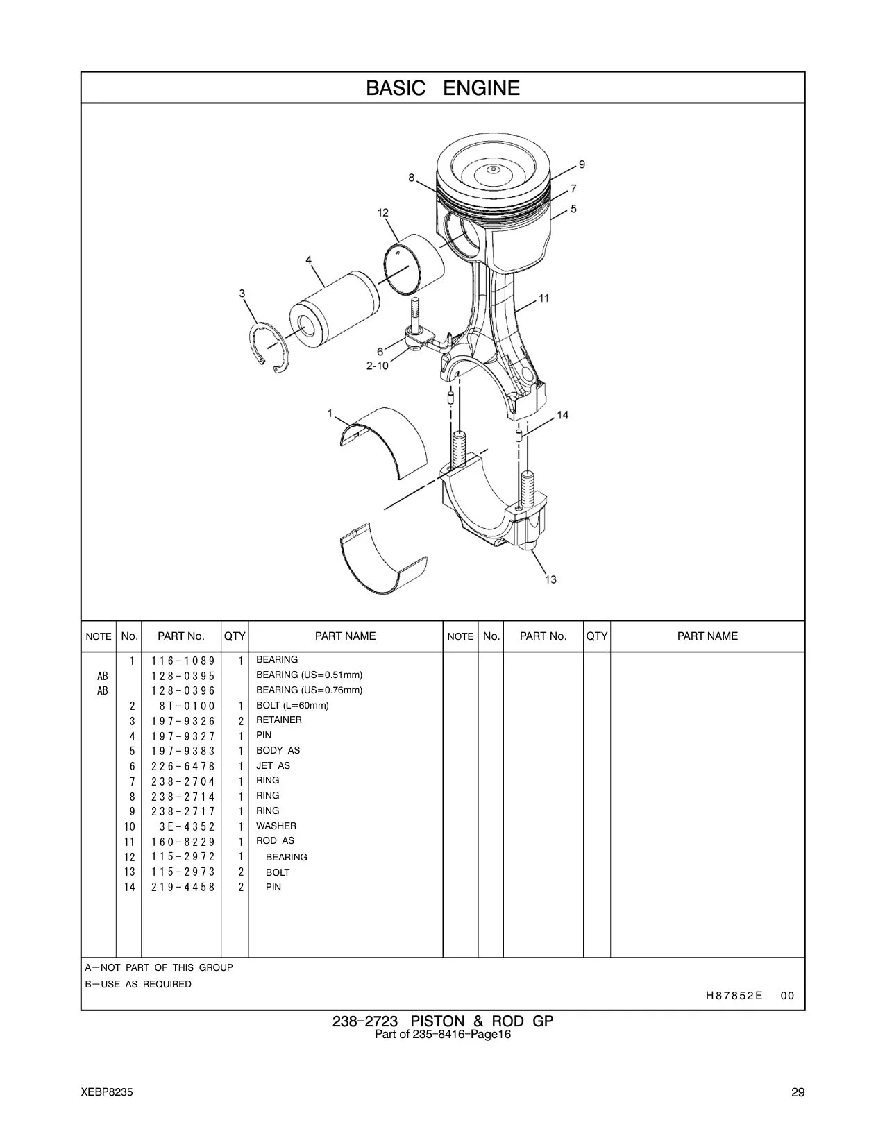 197-9327 PIN-PISTON CAT parts manual diagram