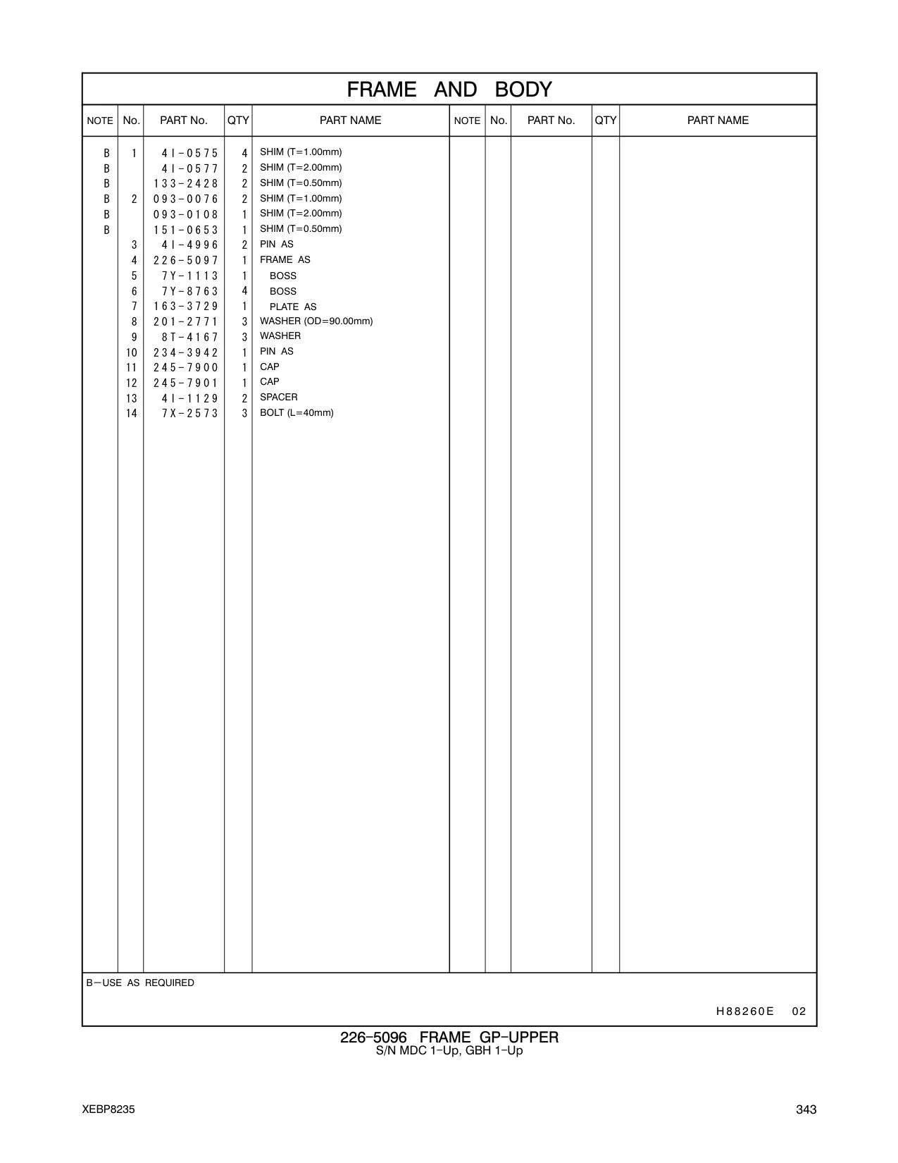 226-5097 FRAME AS CAT parts manual diagram