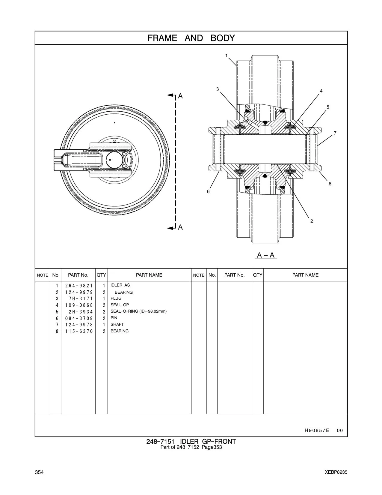 264-9821 IDLER AS CAT parts manual diagram