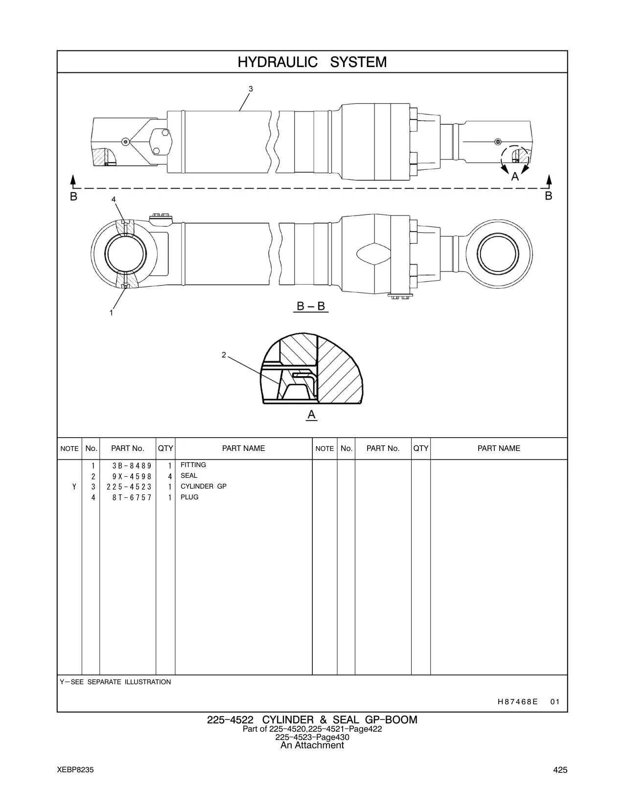 225-4523 CYLINDER GP CAT parts manual diagram