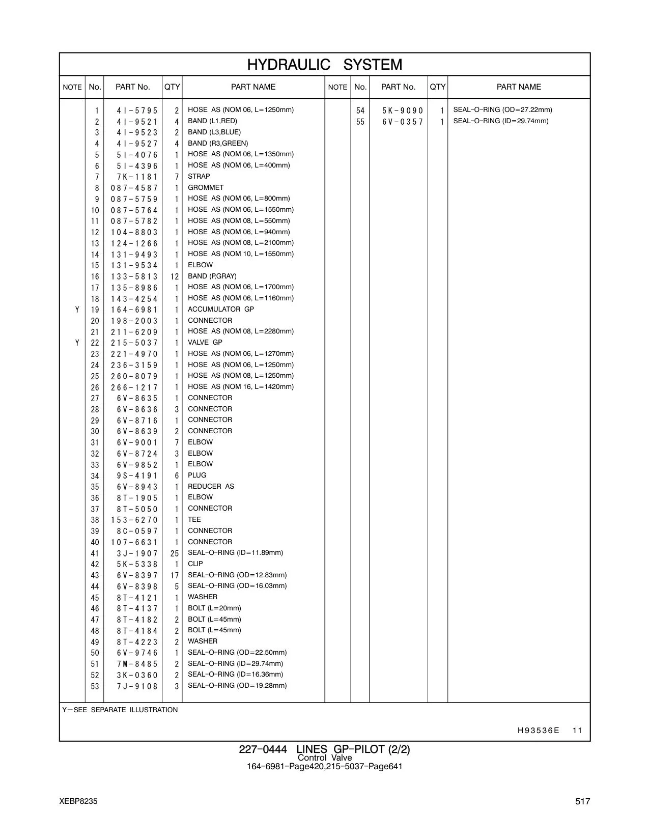 104-8803 HOSE AS (NOM 06, L=940mm) CAT parts manual diagram