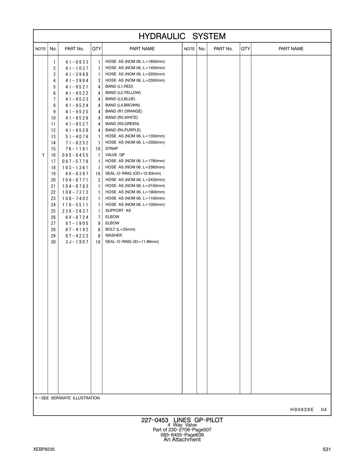 103-1361 HOSE AS (NOM 06, L=2360mm) CAT parts manual diagram