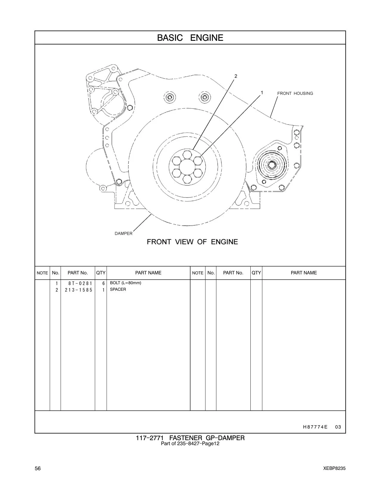 213-1585 SPACER CAT parts manual diagram