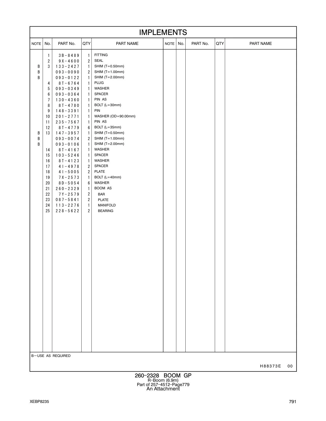 260-2329 BOOM AS CAT parts manual diagram