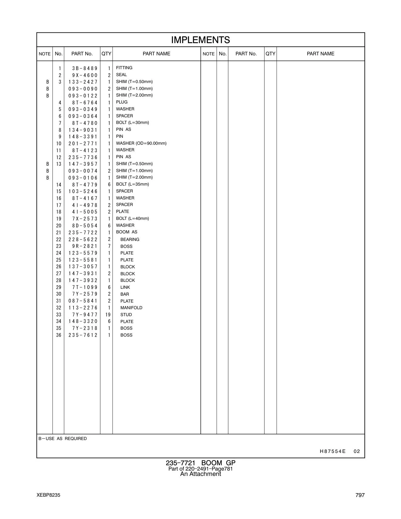 235-7722 BOOM AS CAT parts manual diagram
