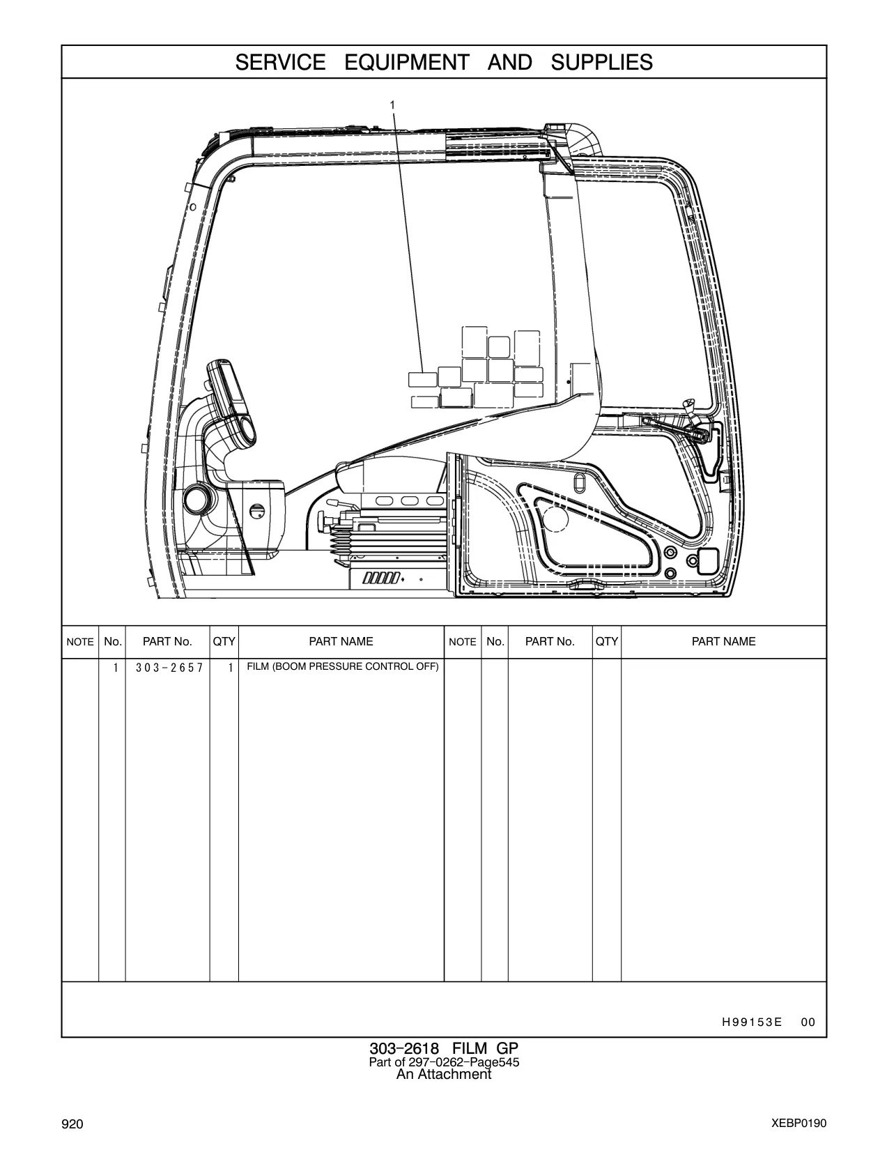 303-2657 - FILM (BOOM PRESSURE CONTROL