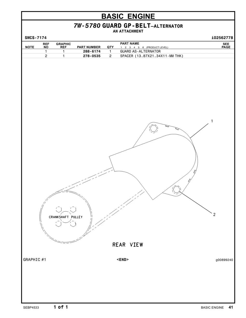278-0535 SPACER(13.87X21.34X11-MMTHK) CAT parts manual diagram