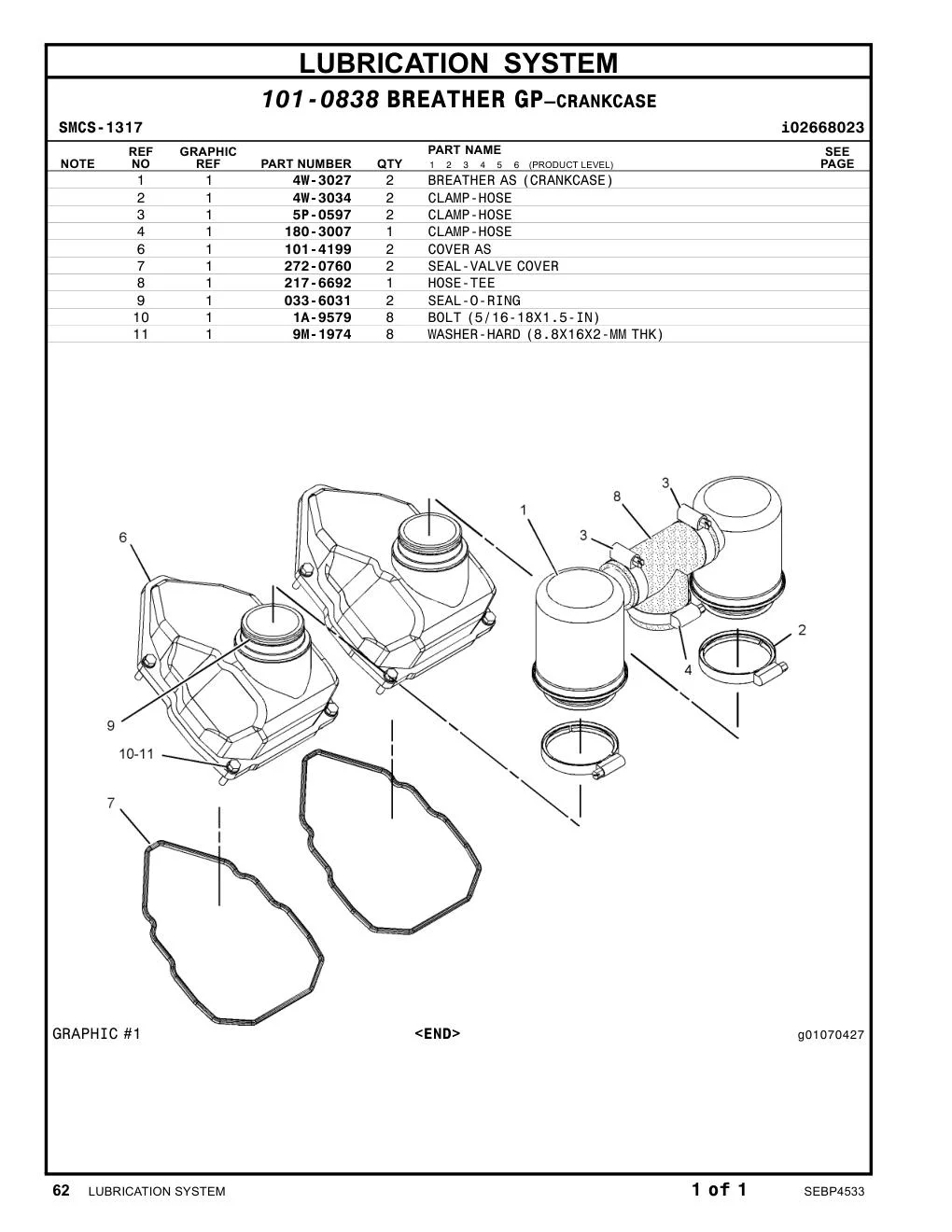 180-3007 CLAMP-HOSE CAT parts manual diagram
