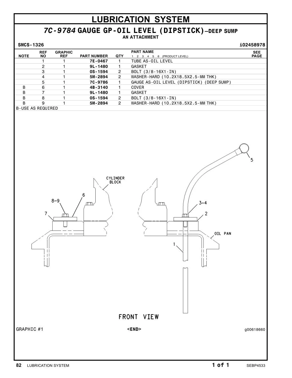 7C-9786 - GAUGE AS-OIL LEVEL (DIPSTICK) (DEEP SUMP)