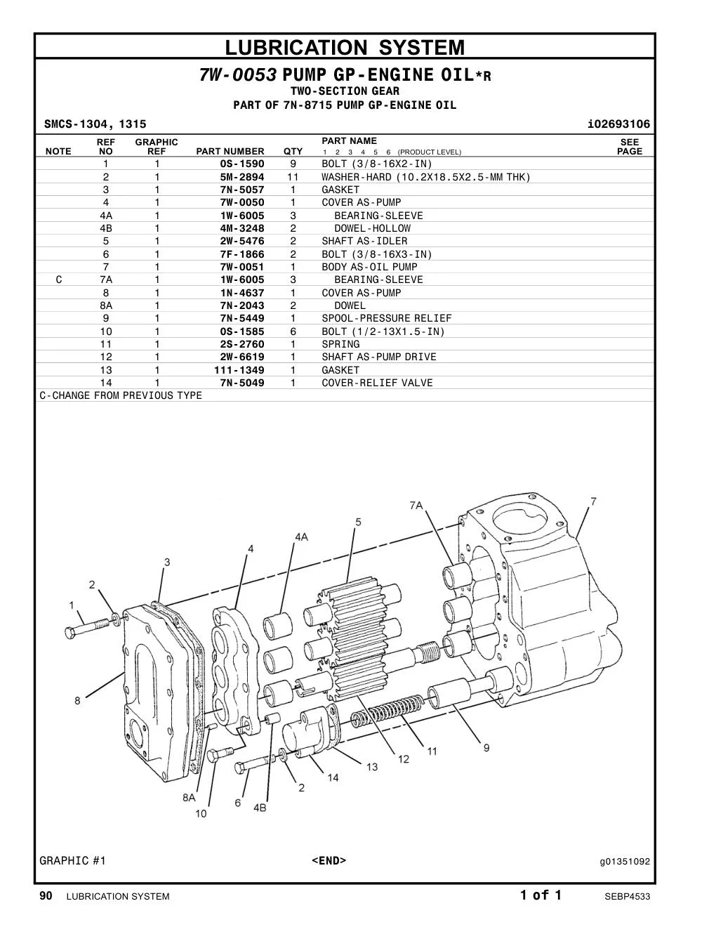 7W-0051 - BODY AS-OIL PUMP