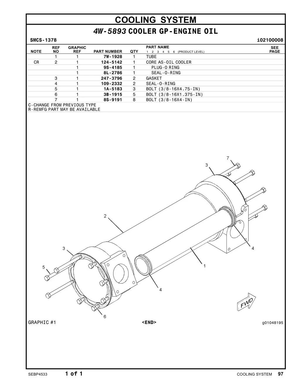 1A-5183 - BOLT (3/8-16X4.75-IN)