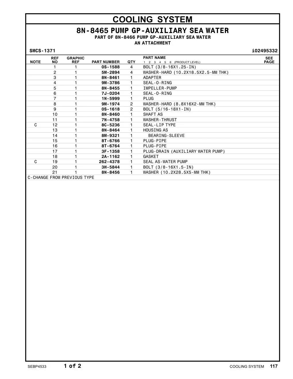 3F-1358 - PLUG-DRAIN (AUXILIARY SEA WATER PUMP)