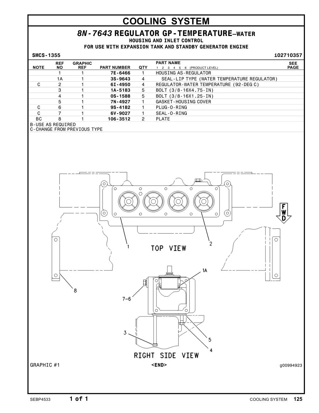 7N-4927 - GASKET-HOUSING COVER
