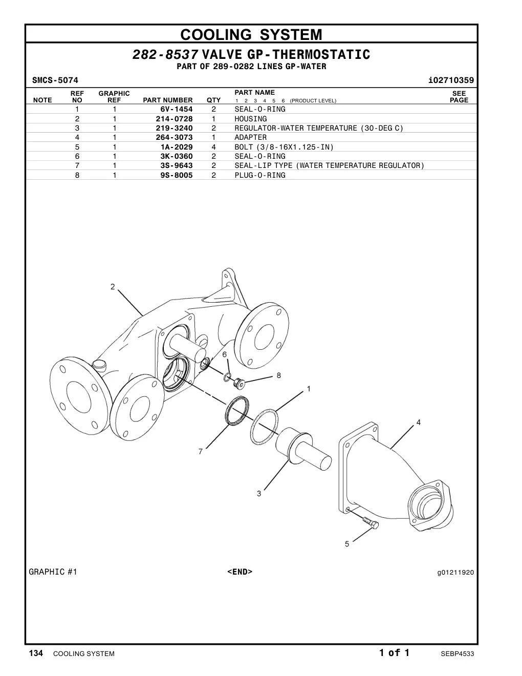 219-3240 REGULATOR-WATERTEMPERATURE(30-DEGC) CAT parts manual diagram