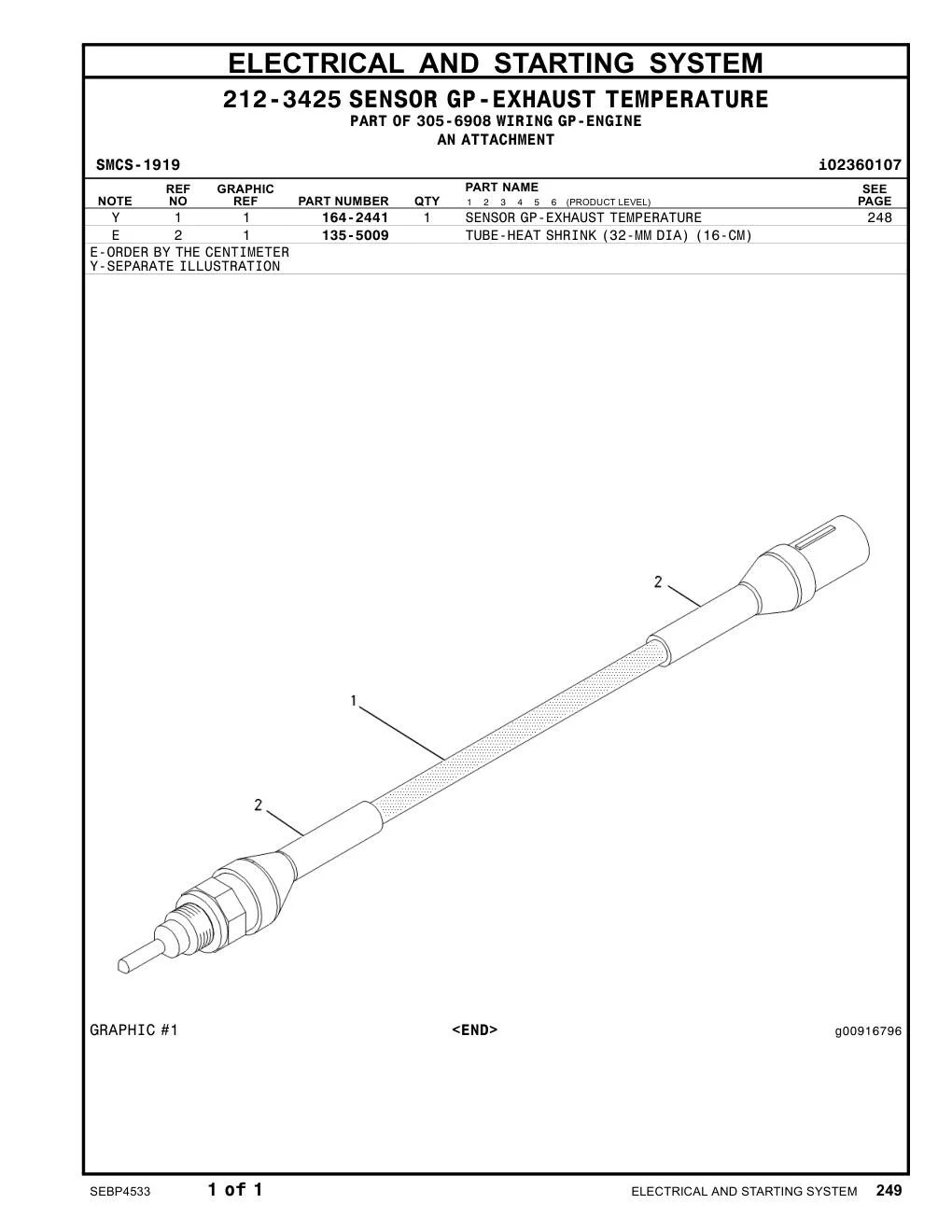 164-2441 SENSORGP-EXHAUSTTEMPERATURE CAT parts manual diagram
