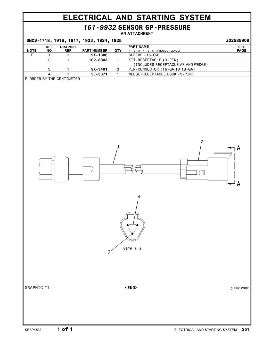 3E-3371 - WEDGE-RECEPTACLE LOCK (3-PIN)