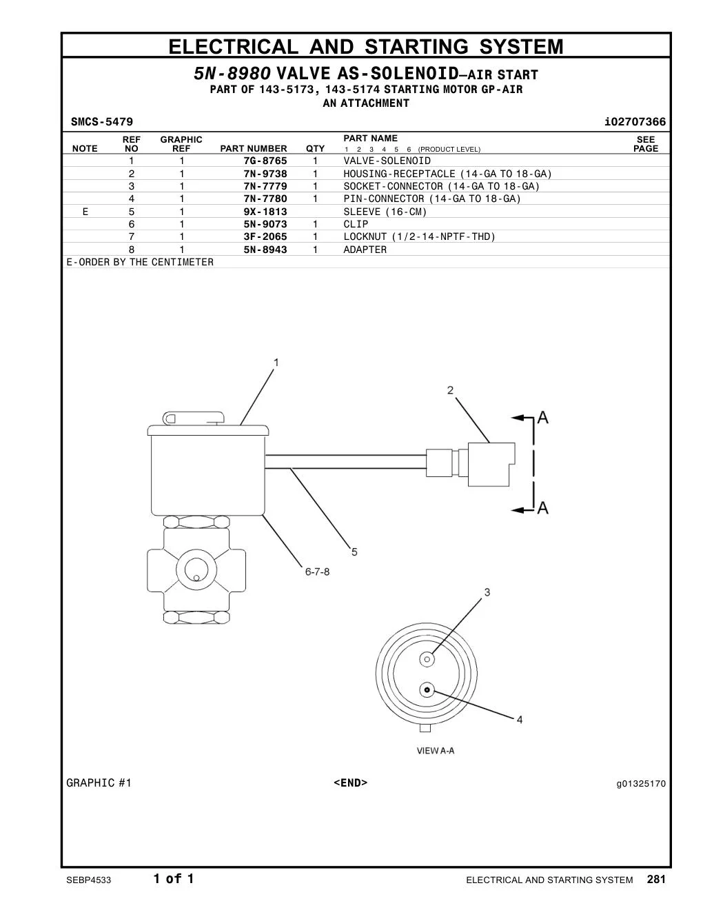 5N-8943 ADAPTER CAT parts manual diagram