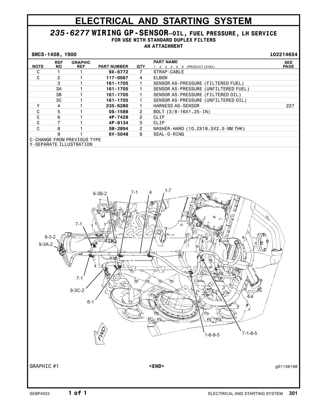 235-6280 HARNESS AS-SENSOR CAT parts manual diagram