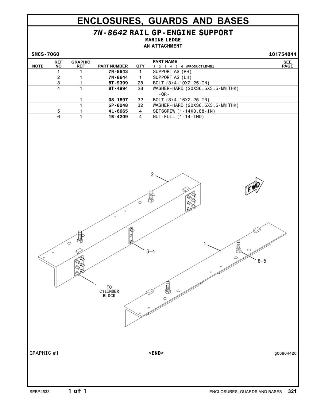 0S-1897 BOLT (3/4-16X2.25-IN) CAT parts manual diagram