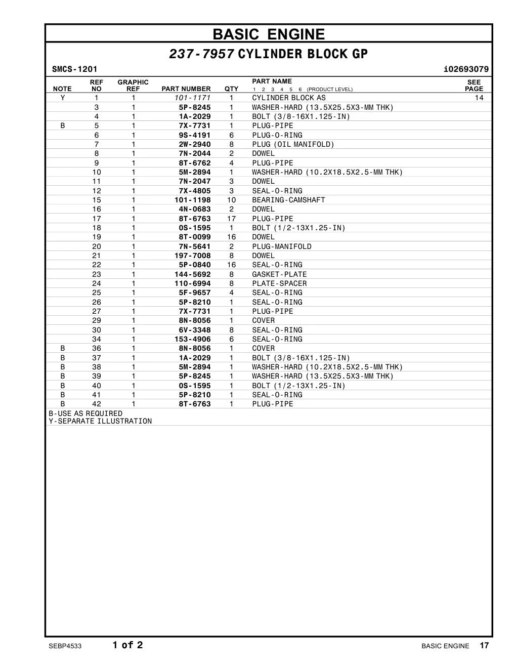 110-6994 PLATE-SPACER CAT parts manual diagram