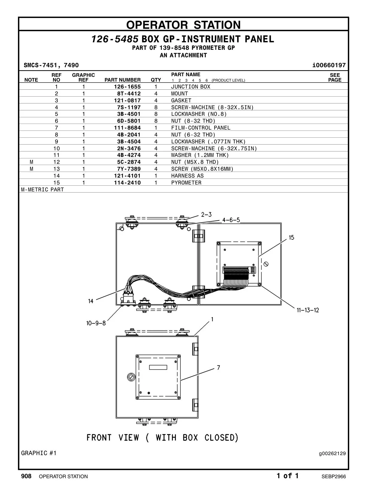 126-1655 JUNCTION BOX CAT parts manual diagram