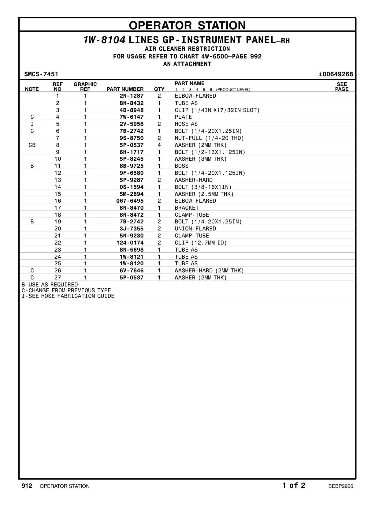 1W-8120 TUBE AS CAT parts manual diagram