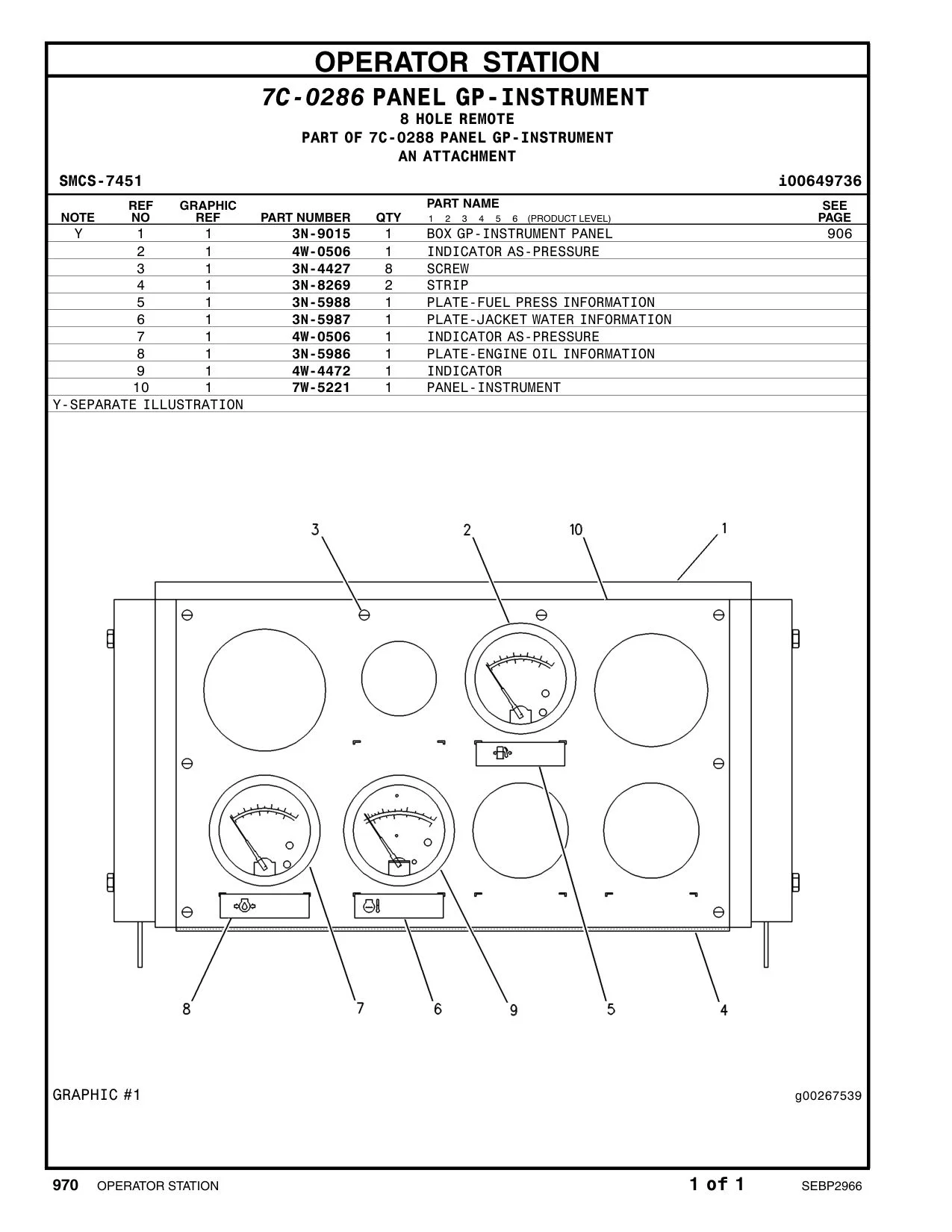 4W-4472 GAUGE GP-TEMPERATURE (TEMPERATURE) (ENGINE CAT parts manual diagram