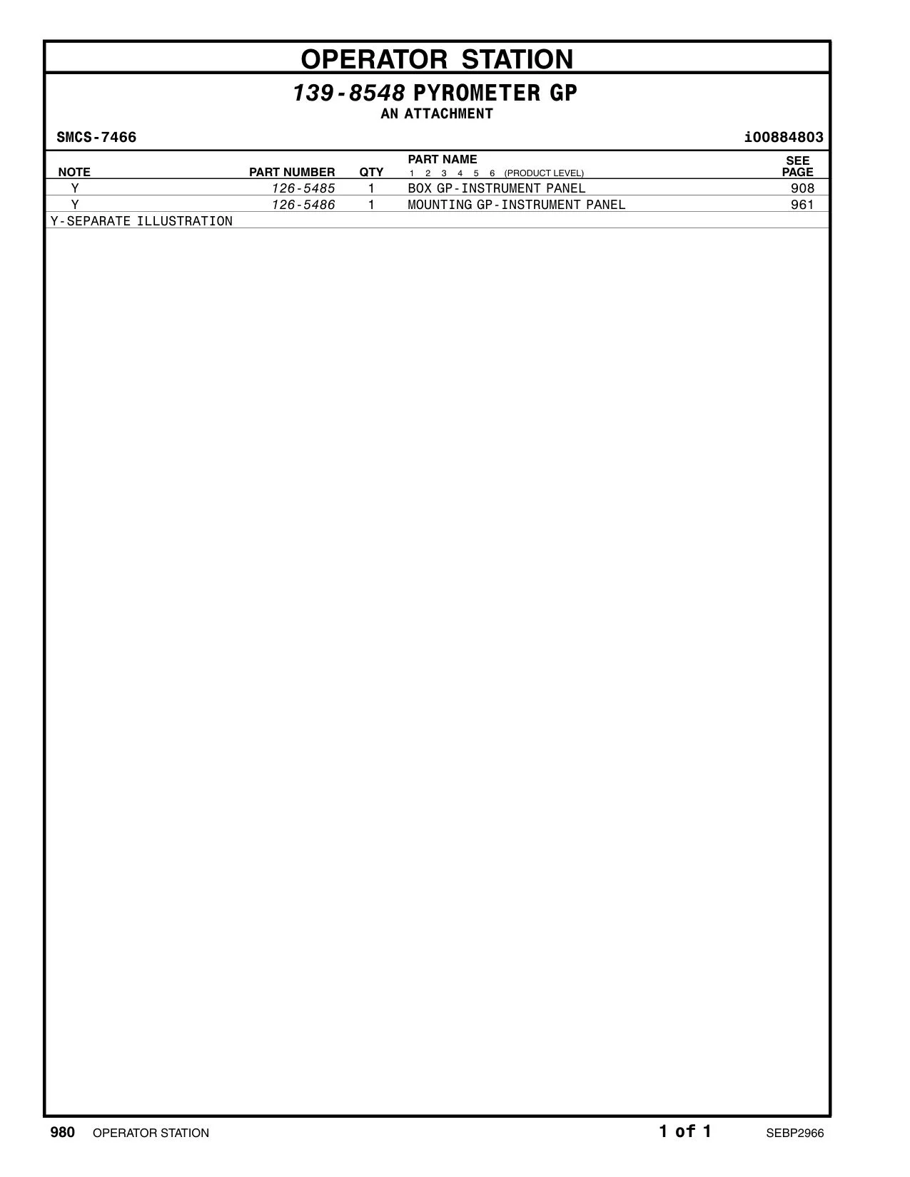 126-5485 - BOX GP-INSTRUMENT PANEL