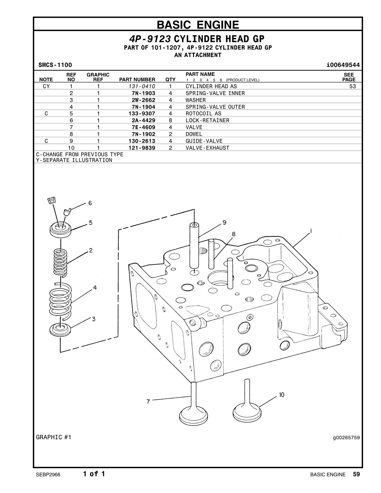 121-9839 VALVE-EXHAUST CAT parts manual diagram