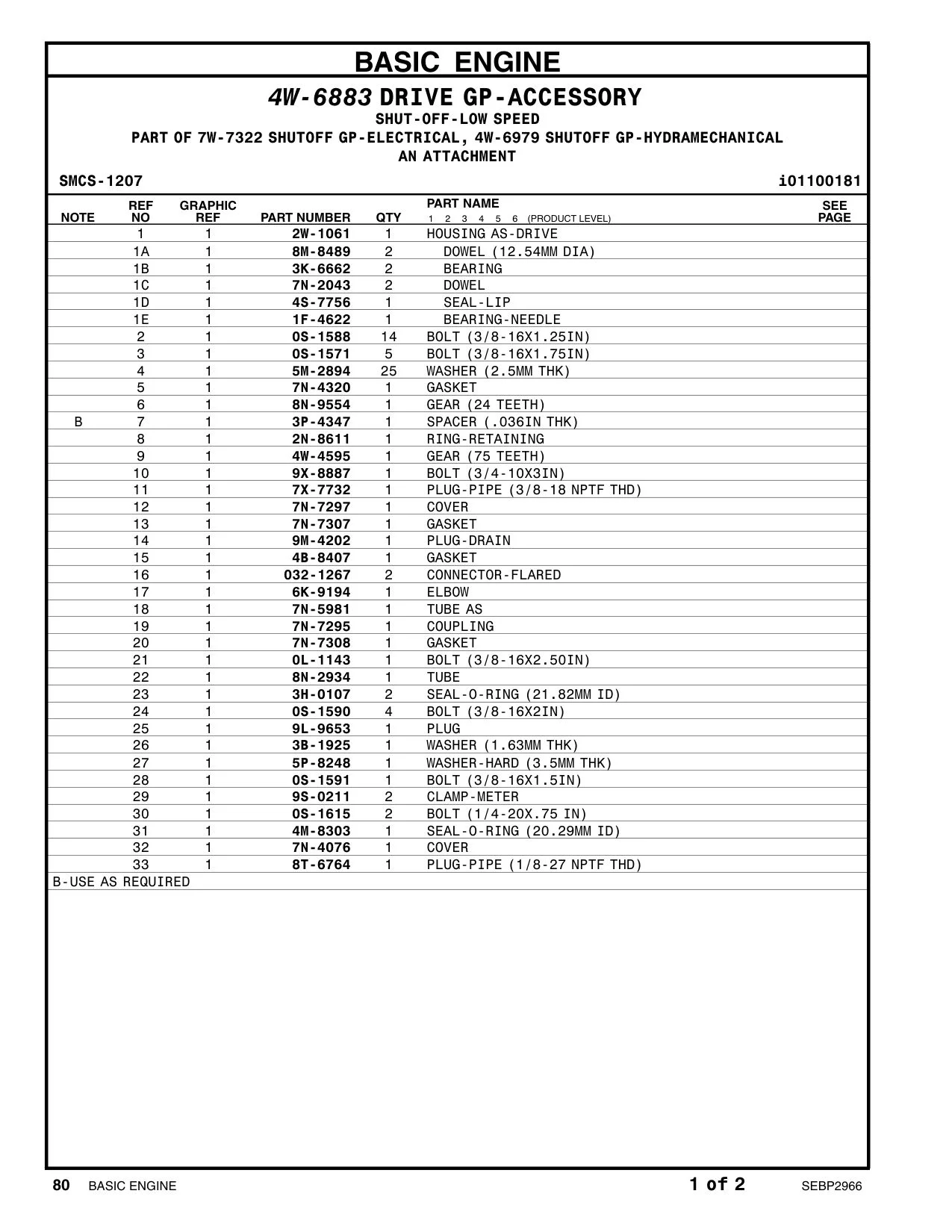 4W-4595 GEAR (75 TEETH) CAT parts manual diagram