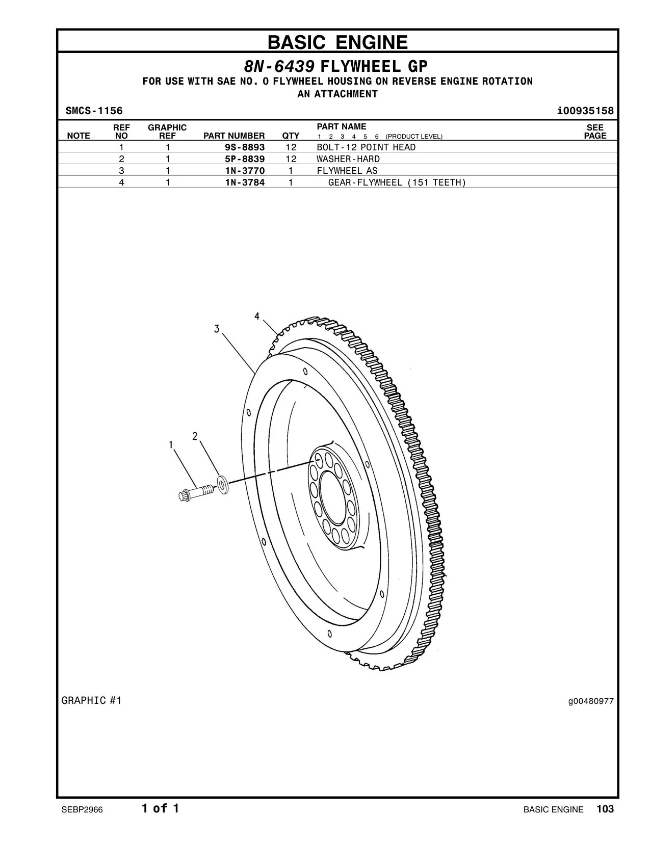 1N-3784 - GEAR-FLYWHEEL (151 TEETH)