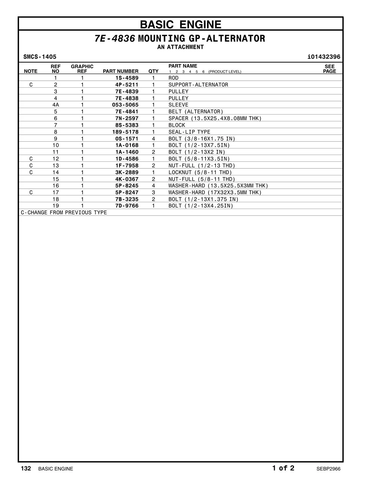 7E-4841 - BELT (ALTERNATOR)