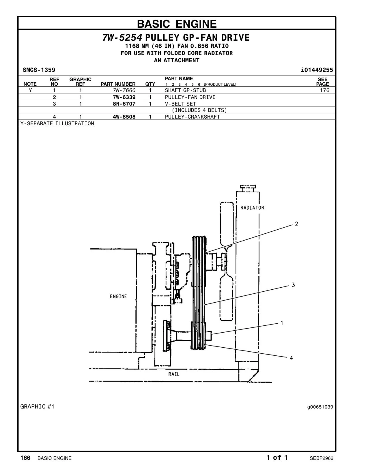 7W-6339 PULLEY-FAN DRIVE CAT parts manual diagram