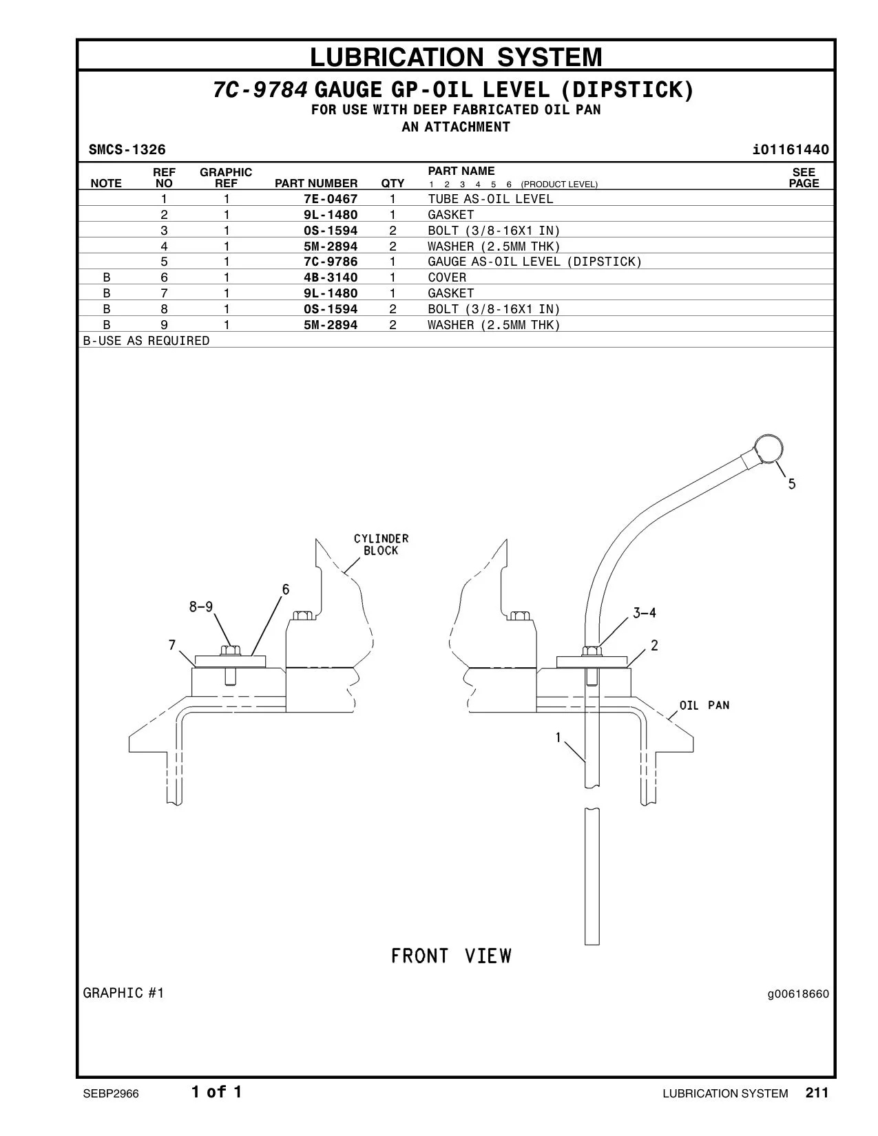 7C-9786 - GAUGE AS-OIL LEVEL (DIPSTICK) (DEEP SUMP)