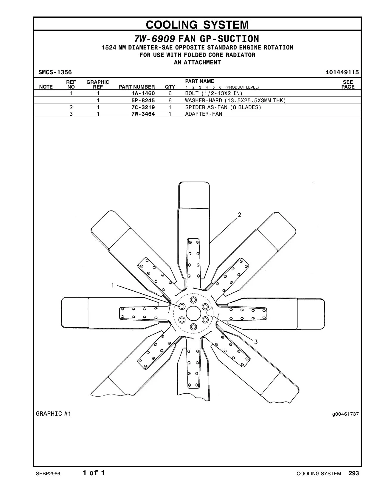 7C-3219 SPIDER AS-FAN (8 BLADES) CAT parts manual diagram