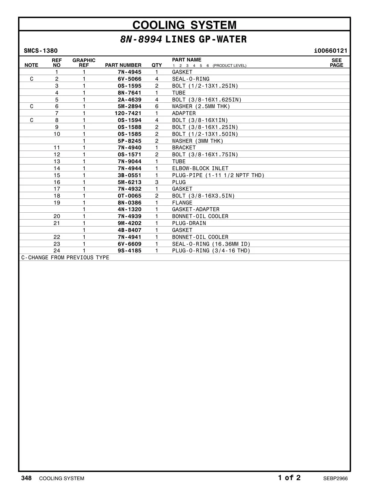 7N-4939 - BONNET-OIL COOLER
