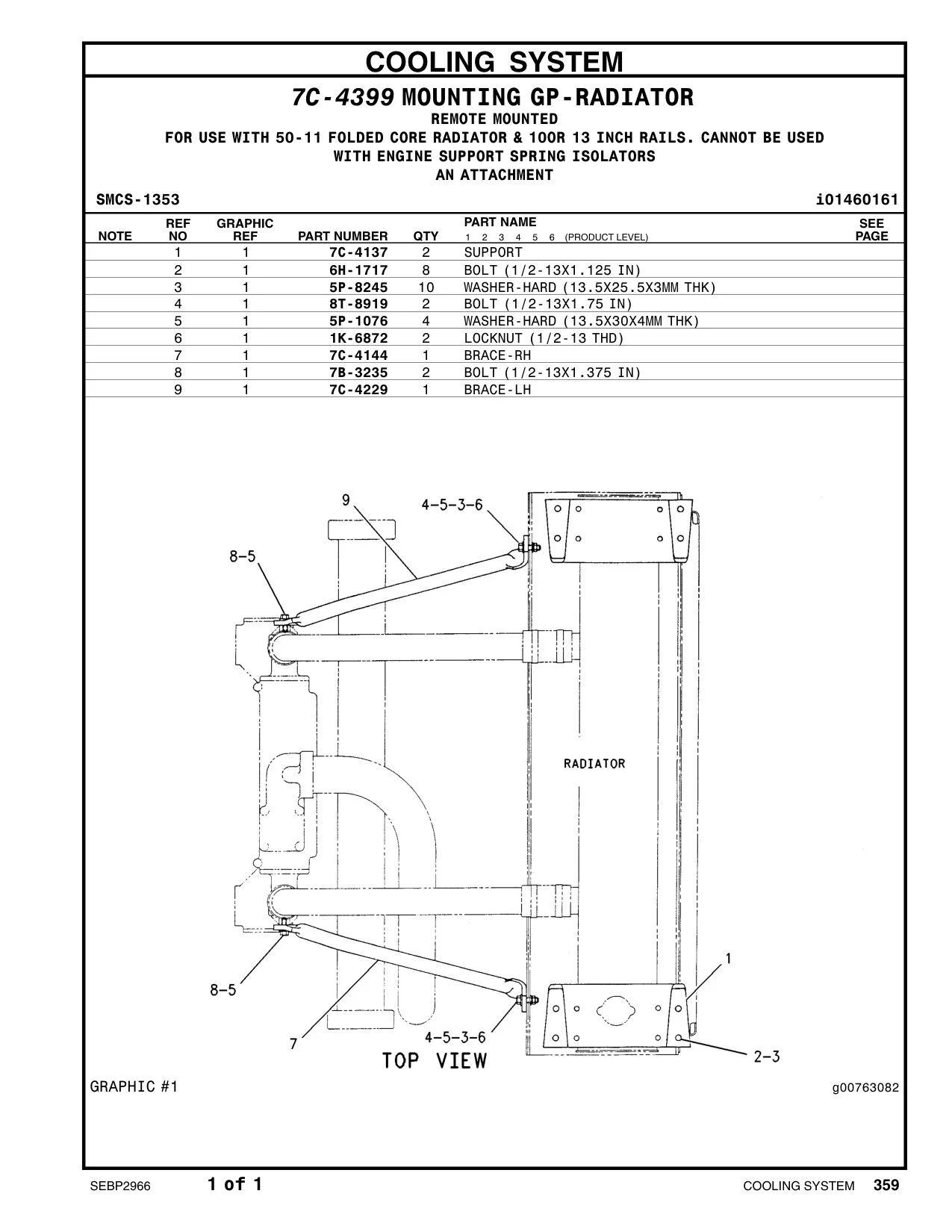 7C-4144 BRACE (RH) CAT parts manual diagram
