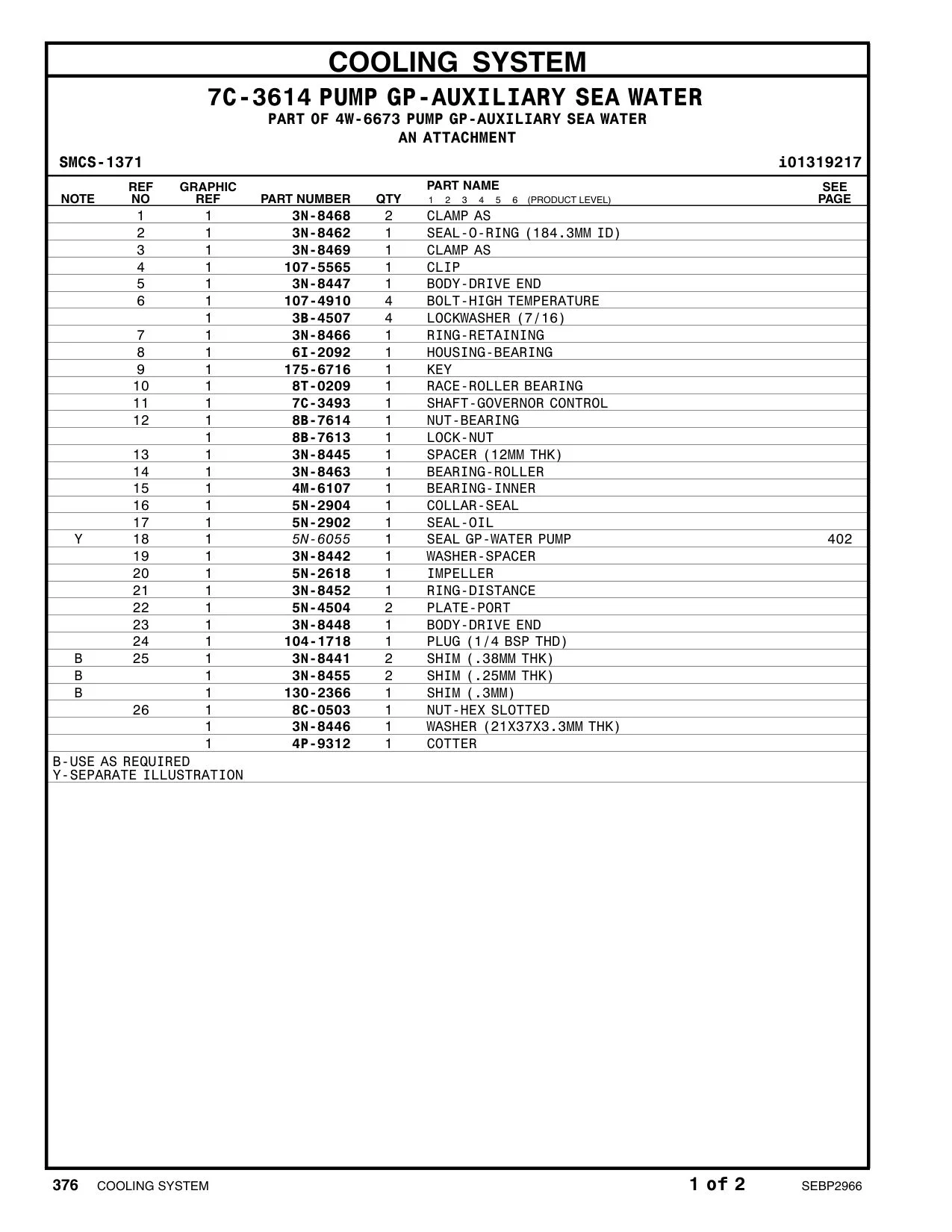 3N-8446 WASHER (21X37X3.3MM THK) CAT parts manual diagram