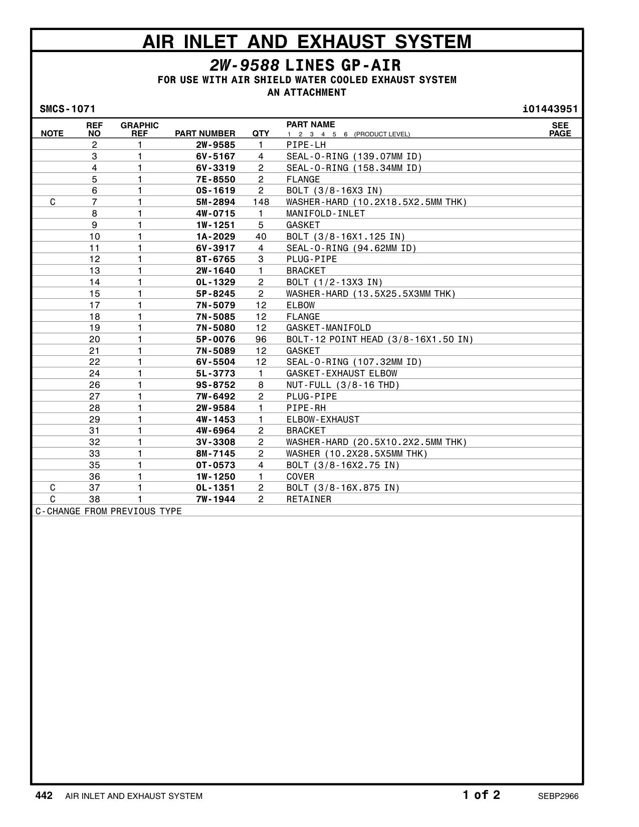 4W-1453 ELBOW-EXHAUST CAT parts manual diagram