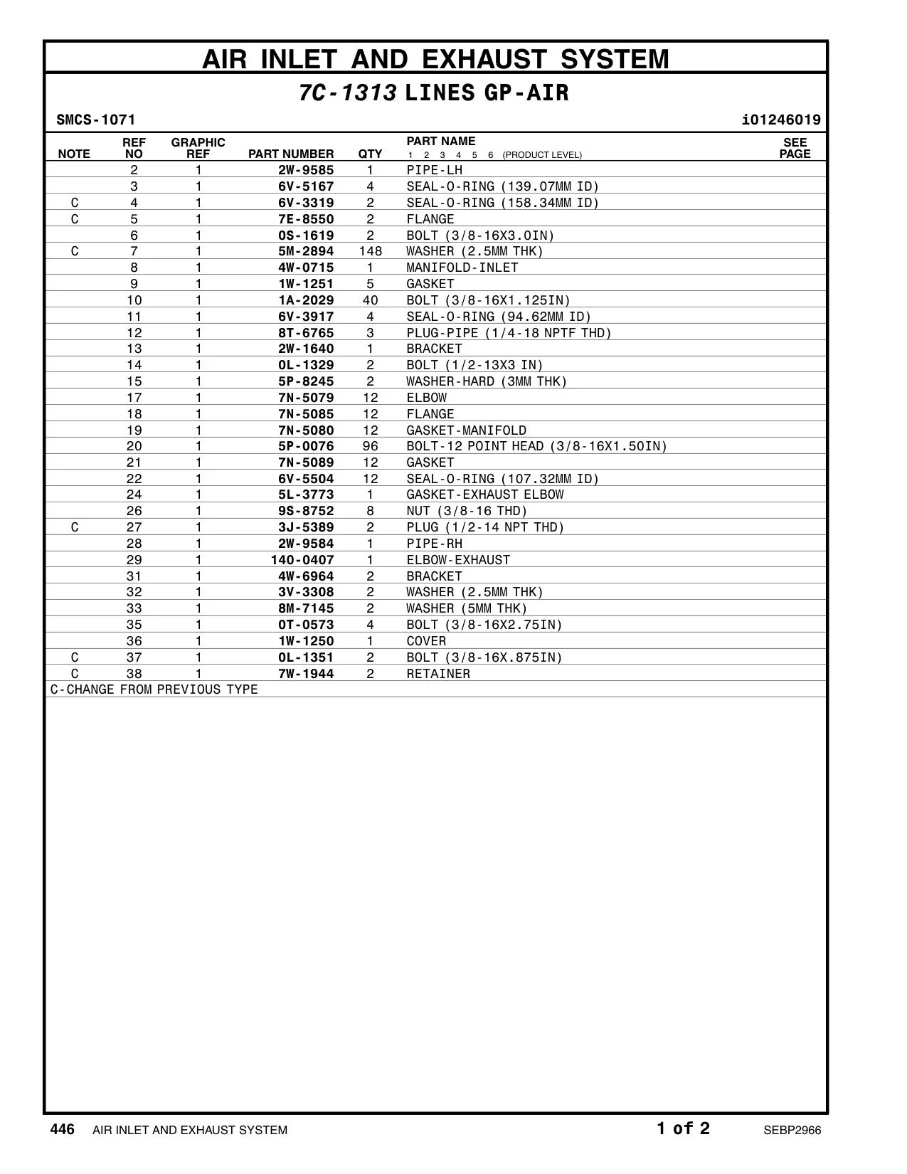 140-0407 ELBOW-EXHAUST CAT parts manual diagram