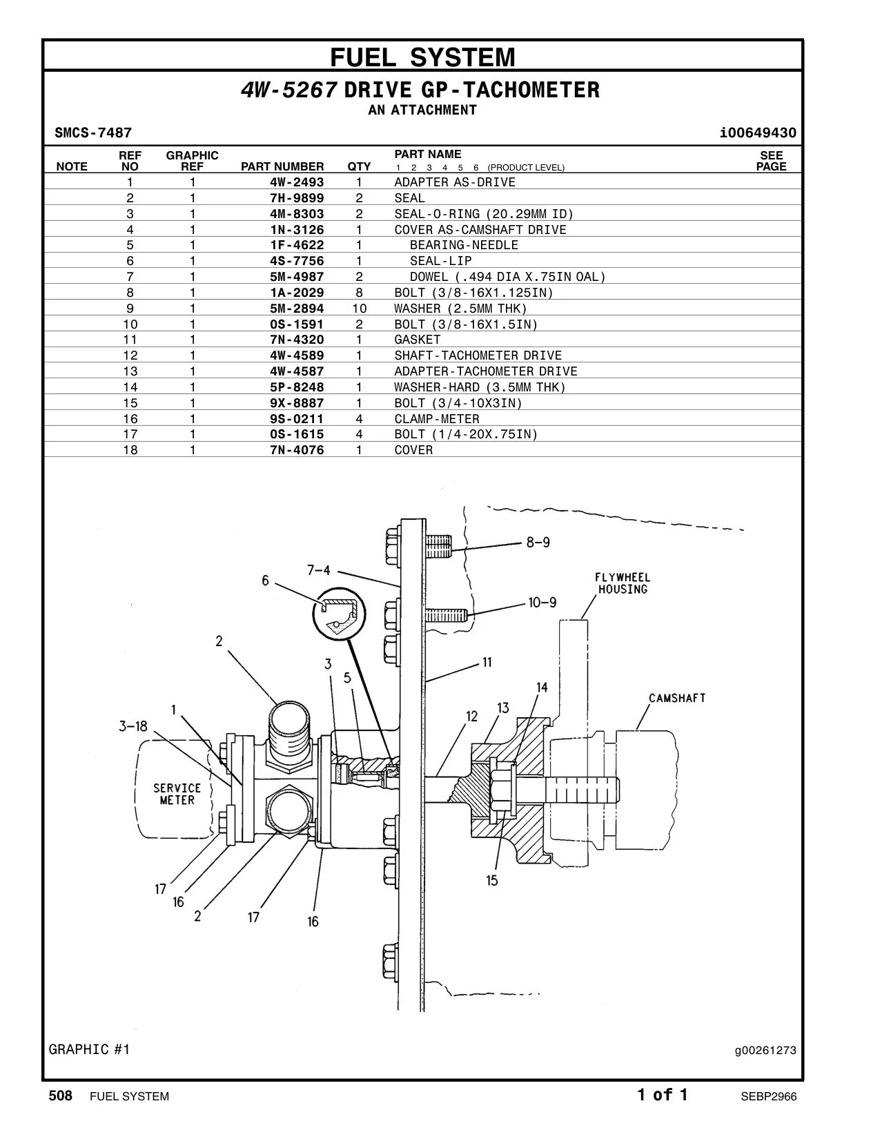 4W-4589 - SHAFT-TACHOMETER DRIVE