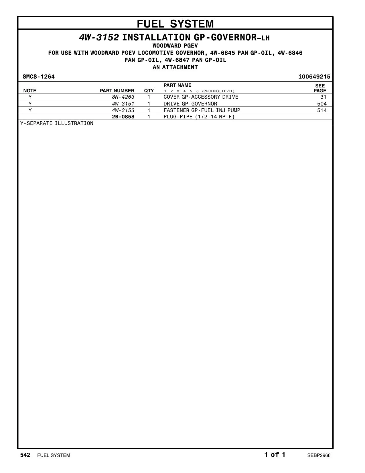 4W-3151 - DRIVE GP-GOVERNOR
