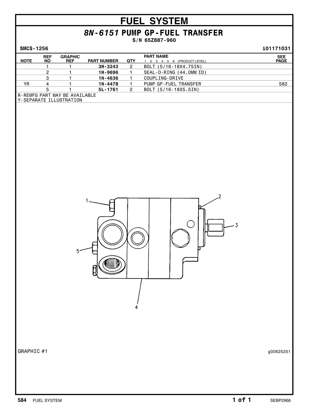 3H-3243 - BOLT (5/16-18X4.75-IN)