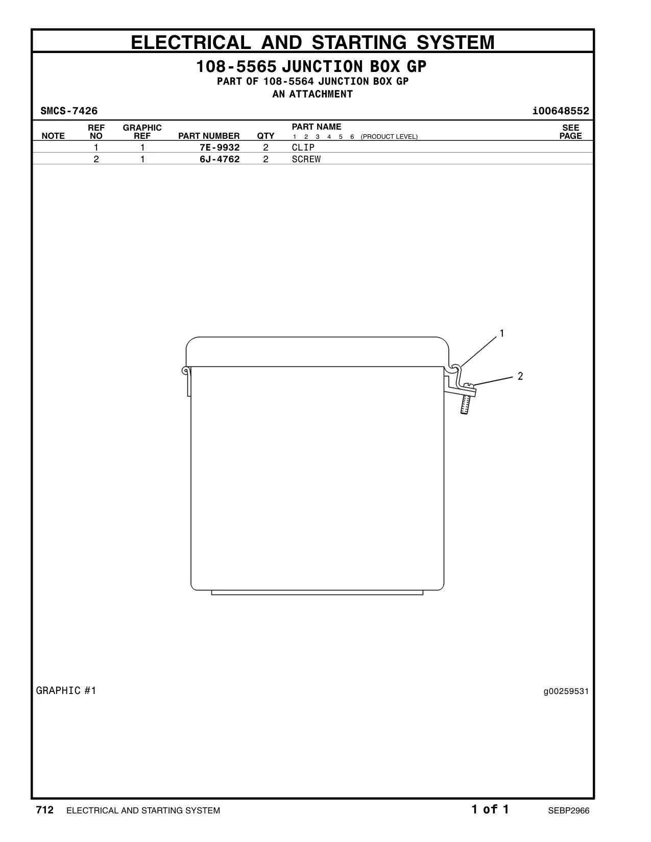 7E-9932 CLIP CAT parts manual diagram