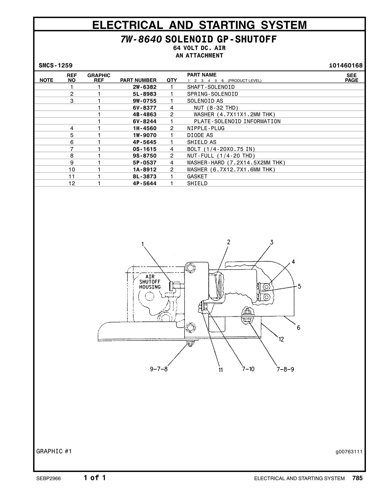 6V-8244 PLATE-SOLENOID INFORMATION CAT parts manual diagram