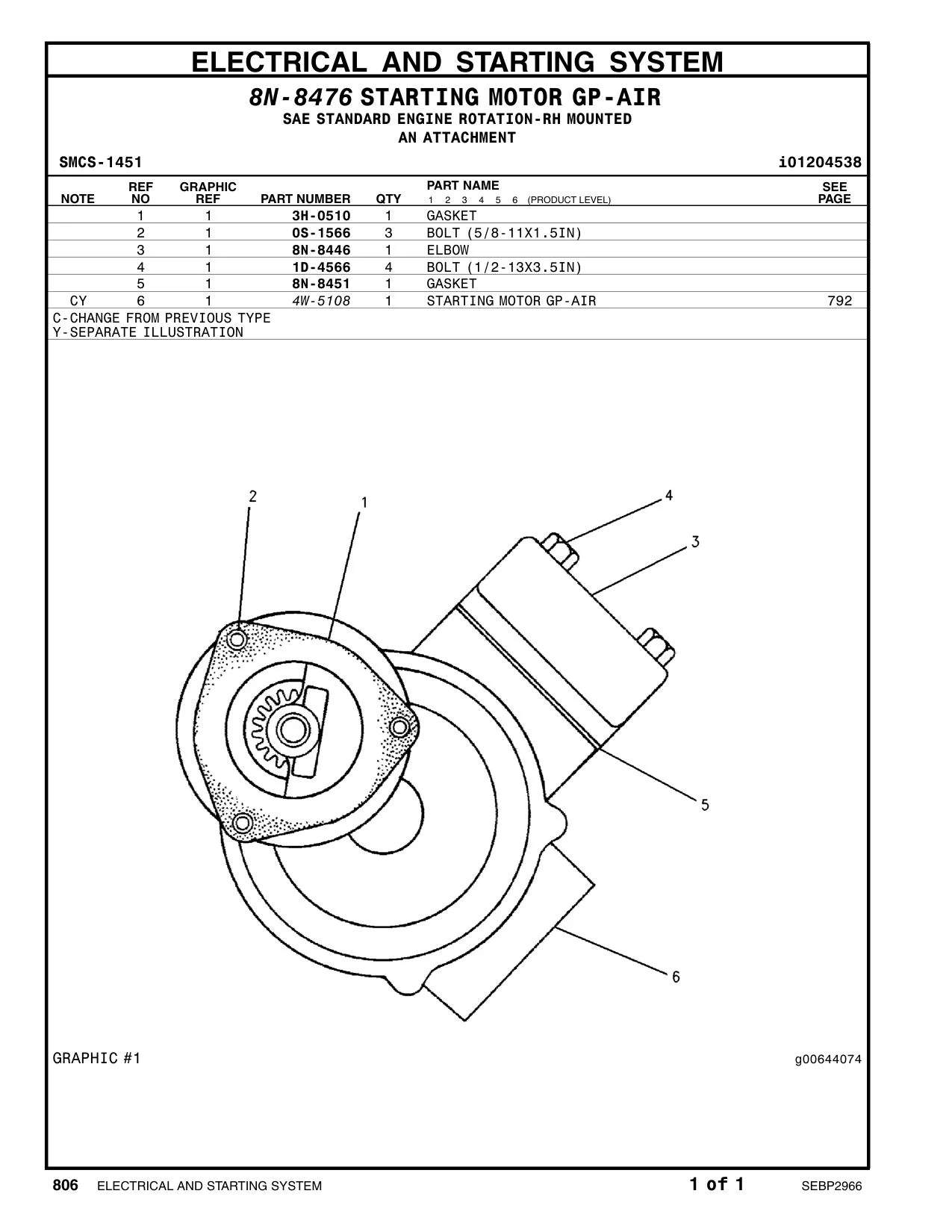 3H-0510 GASKET CAT parts manual diagram